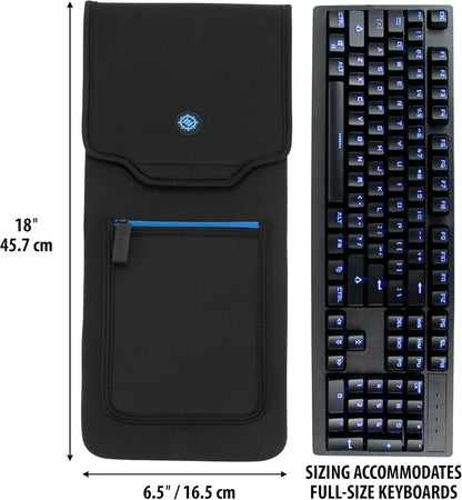 ENHANCE Keyboard Sleeve Travel Case for TKL Tenkeyless Compact Tournament eSports Gaming Keyboards (up to 15 Inches) - Rugged Neoprene Construction , Zipper Mouse Storage and Cable Storage Pouch