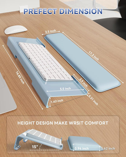 Laborio Computer Keyboard Stand for Desktop, Keyboard Riser Wrist Rest Holder for Easy Typing, Office Desk, Home, School Accessories(Coffee)