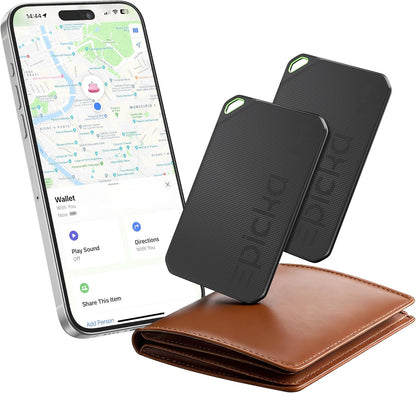 Epicka Wallet Tracker Card Compatible with Apple Find My, 8-Year Maintenance-Free Battery, Tracking Card with NFC, MFi Certified, IP67 Bluetooth Item Locator for Luggage, Passport, 1 Pack, Black