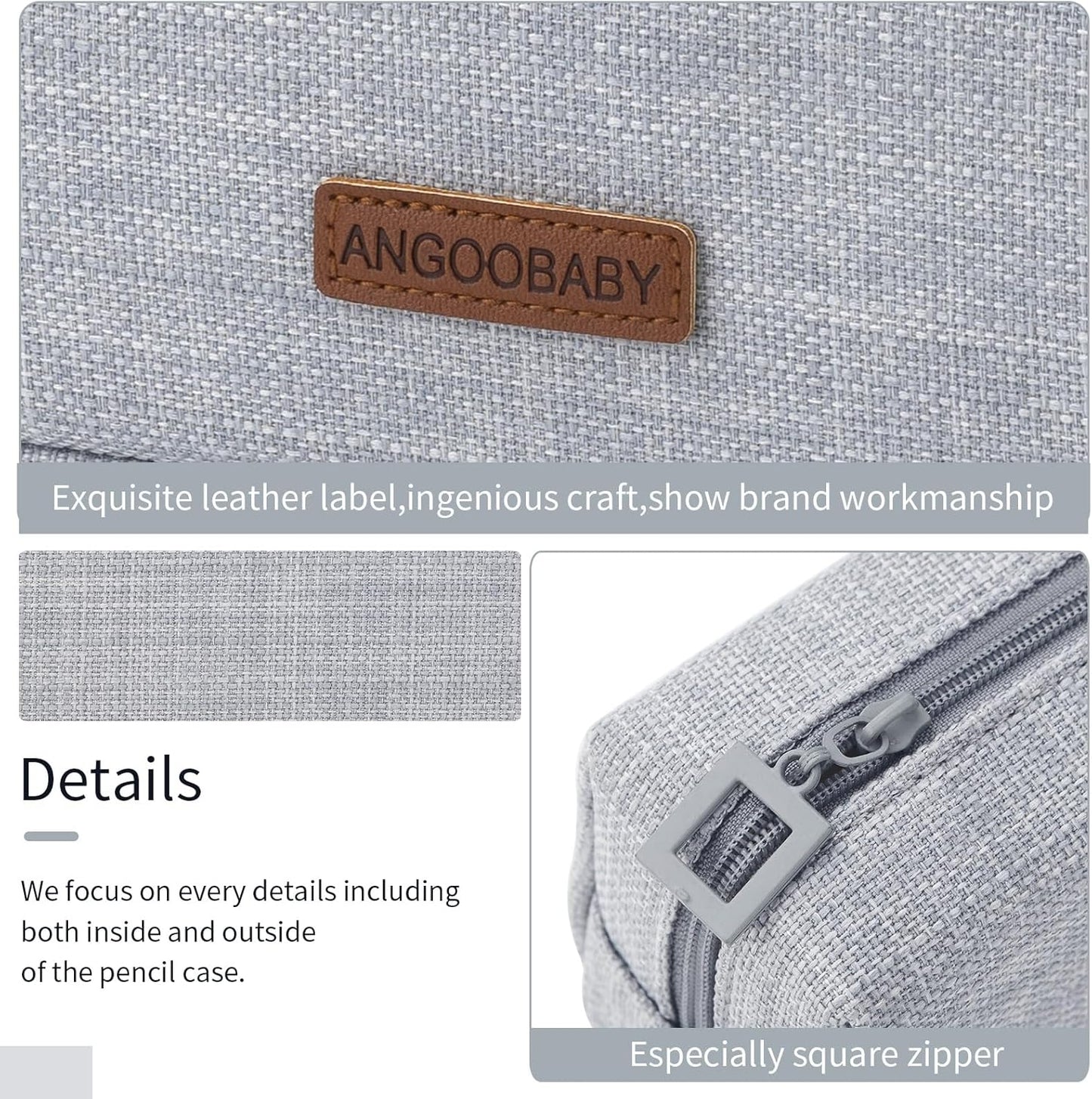 ANGOOBABY Small Pencil Case Student Pencil Pouch Coin Pouch Cosmetic Bag Office Stationery Organizer For Teen School-Beige