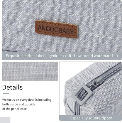 ANGOOBABY Small Pencil Case Student Pencil Pouch Coin Pouch Cosmetic Bag Office Stationery Organizer For Teen School-Beige