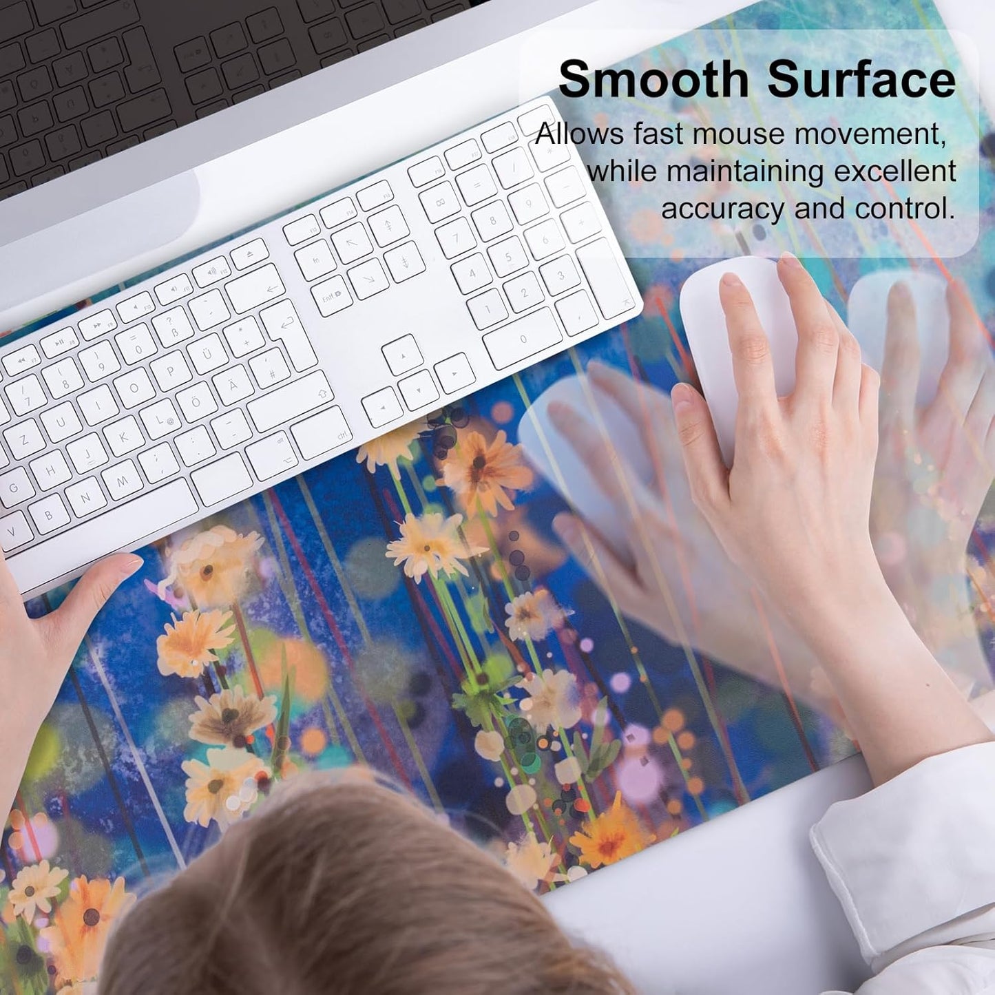 QIYI Large Mouse Pad, Cute Pink Desk Mat for Desktop, Women Girls PU Leather Desk Pad Waterproof Gaming Mousepad, Rose Gold Marble Computer Protector Writing Pad for School Office Home 31.5" x 15.7"