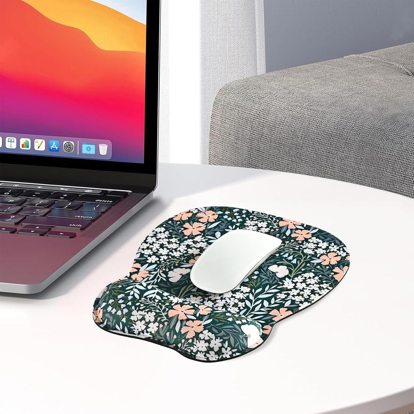 EooCoo Ergonomic Mouse Pad with Wrist Support, Mousepad with Memory Foam Wrist Rest and Non-Slip Base for Computer, Cafe, Home & Office, 9.64 x 8.26 in Office Desk Accessories