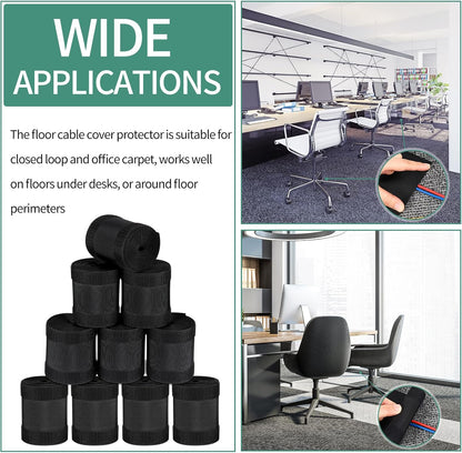 WILLBOND Carpet Cord Cover Cable Protector Floor Cover Cable Protector Management Only for Commercial Office Carpet(19.69 ft,Black)