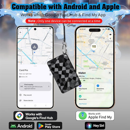 2026 New Wallet Tracker for Both iOS & Android Phones, Dual System Rechargeable Tracking Card Compatible with Apple Find My & Google Find Hub Device for Luggage, Passport, Purse Gift