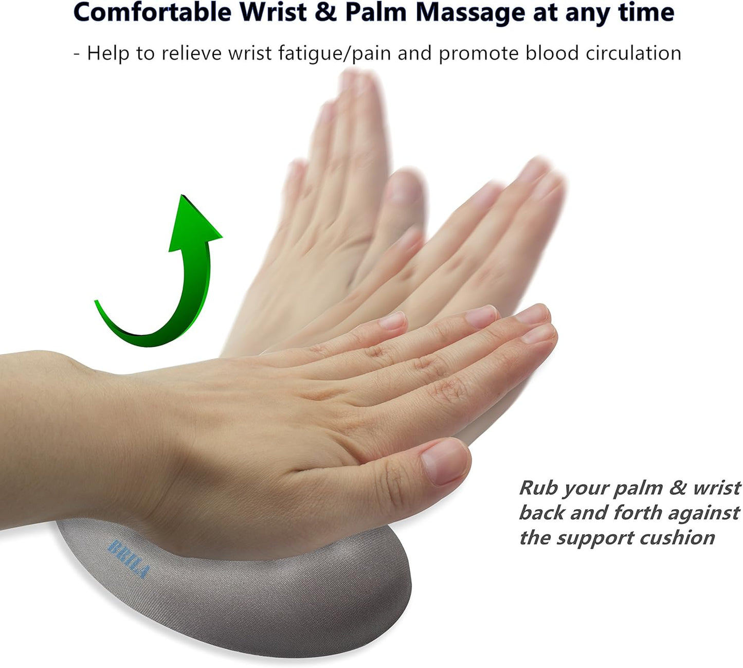 BRILA Ergonomic Memory Foam Mouse Wrist Rest Support Pad Cushion for Computer, Laptop, Office Work, PC Gaming - Massage Holes Design - Wrist Pain Relief (Black Mouse Wrist Rest)