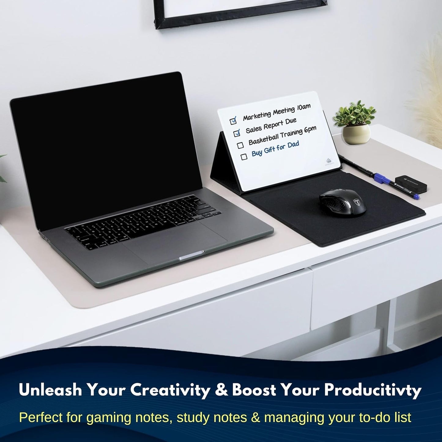 Note Tower Mouse Pad Whiteboard | Gaming Performance Mousepad with Dry Erase Glass Board for Desk | Manage to-Do Lists, Write Gaming Notes & Tactics | Desk Buddy Organizer for Office, School Supplies