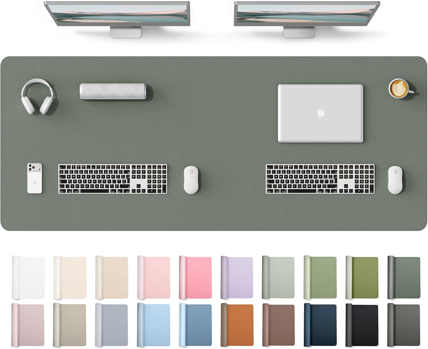 YSAGi Leather Desk Pad Protector, Large Mouse Pad, Non-Slip PU Leather Desk Blotter, Waterproof Writing Pad for Office and Home (31.5" x 15.8", Eggshell) - Colors B