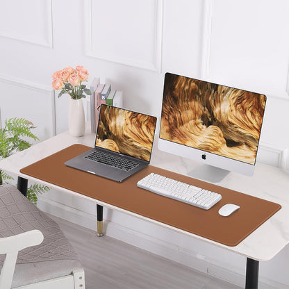 AFIING Large Desk Mat 47" x 17", Dual-Sided Natural Cork & PU Leather Desk Pad, Non-Slip Waterproof Mouse Pad for Office, Home & Gaming, Black