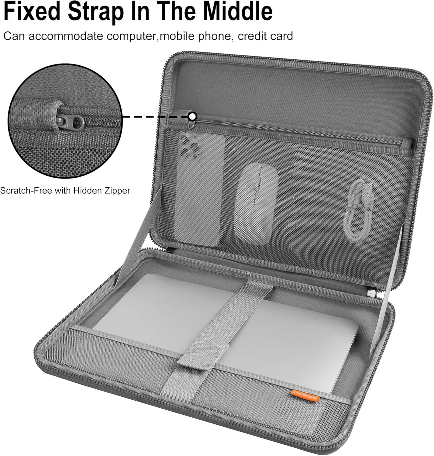 DOMISO 15.6-16 Inch Laptop Hard Case, Waterproof Shockproof Hard Shell Laptop Sleeve Protective Carrying Case with Retractable Handle for Macbook Pro/Lenovo IdeaPad Legion/HP ENVY/Dell XPS,Black