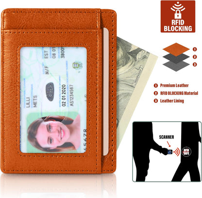 Travelambo Slim Wallet Front Pocket Minimalist Leather RFID Blocking Medium Size