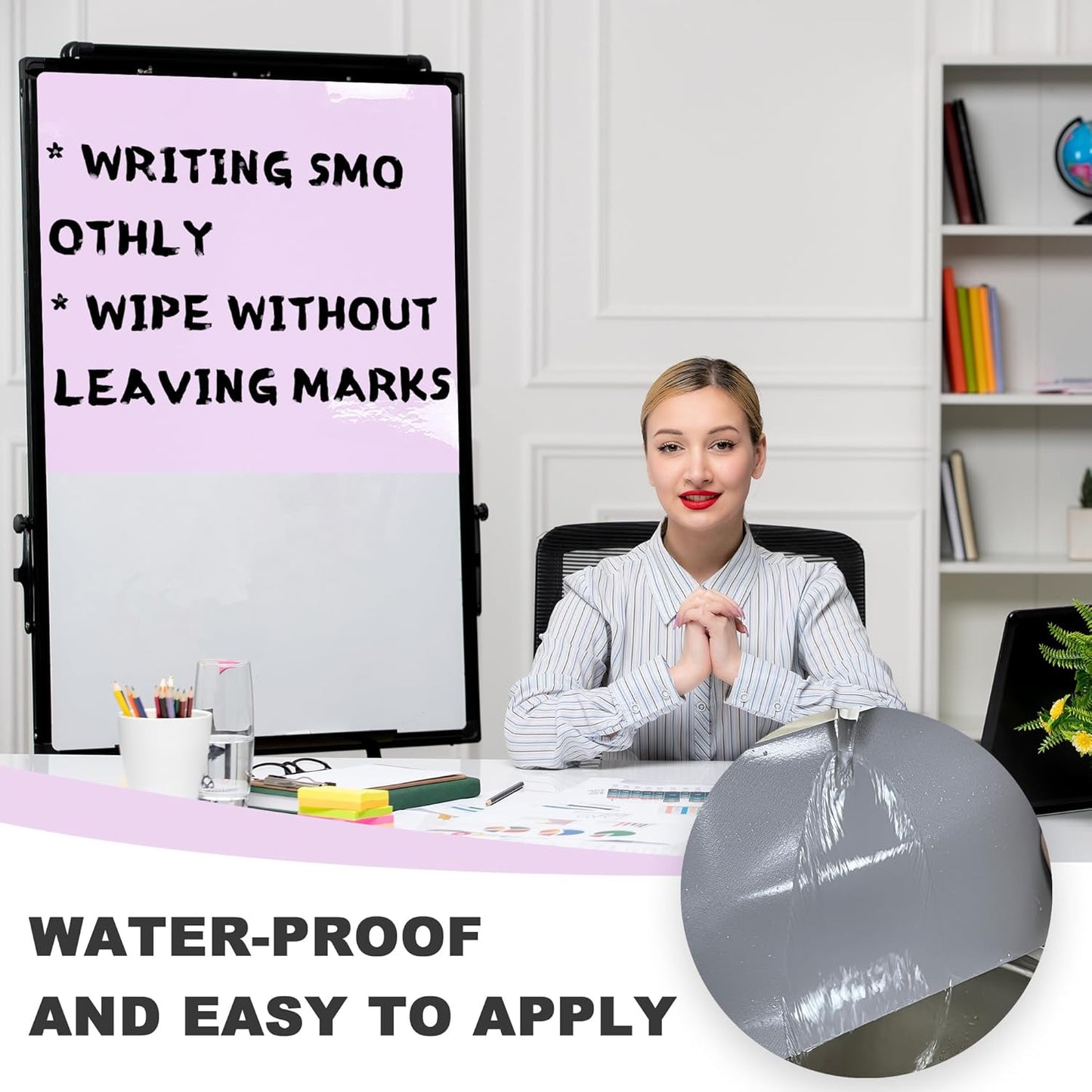 Dry Erase Board Sticker- Whiteboard Stickers-8.27''x11.69'' Removable Dry Erase Sheets- Fridge Dry Erase Paper for Wall/Desk/Refrigerator/Door/Locker/Home/Office/Classroom (White-2Pcs)