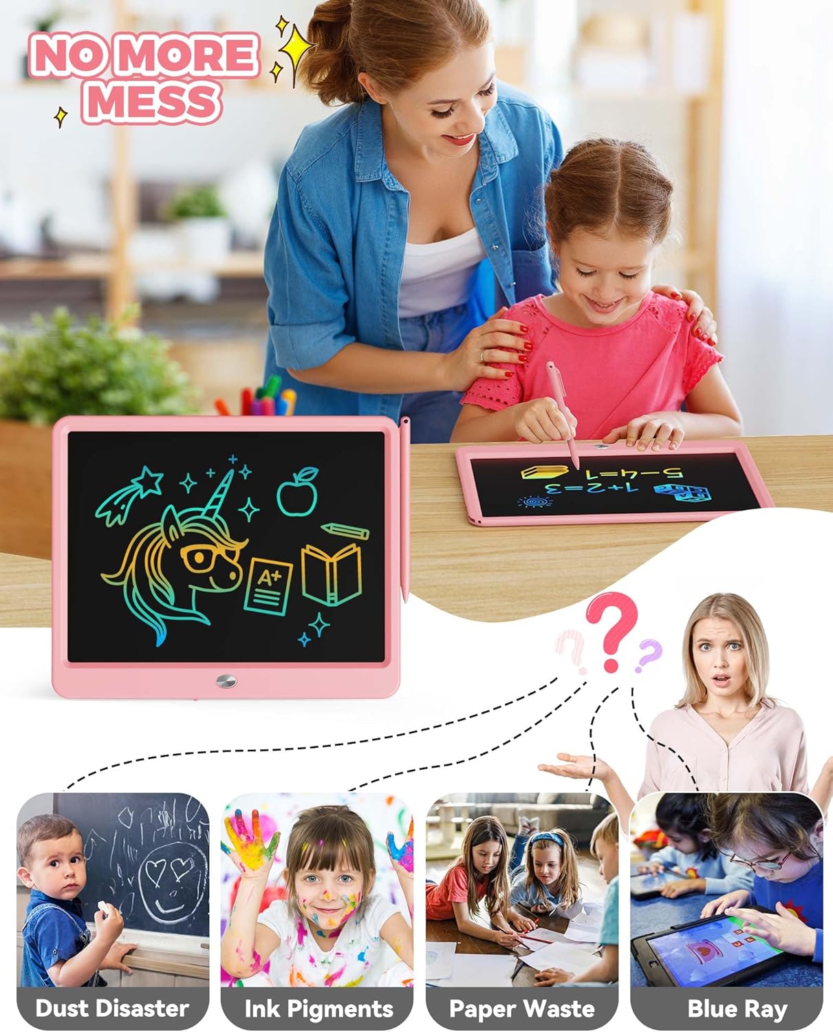 KOKODI 12 Inch LCD Writing Tablet with Anti-Lost Stylus, Erasable Doodle Board Colorful Toddler Drawing Pad, Car Travel School Games Toys for 3 4 5 6 7 8 Kids, Birthday Gift for Girls Boys Adults Blue