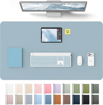 YSAGi Leather Desk Pad Protector, Office Desk Mat, Large Mouse Pad, Non-Slip PU Leather Desk Blotter, Waterproof Laptop Desk Writing Pad for Office and Home (23.6" x 13.8", Eggshell) - Colors B