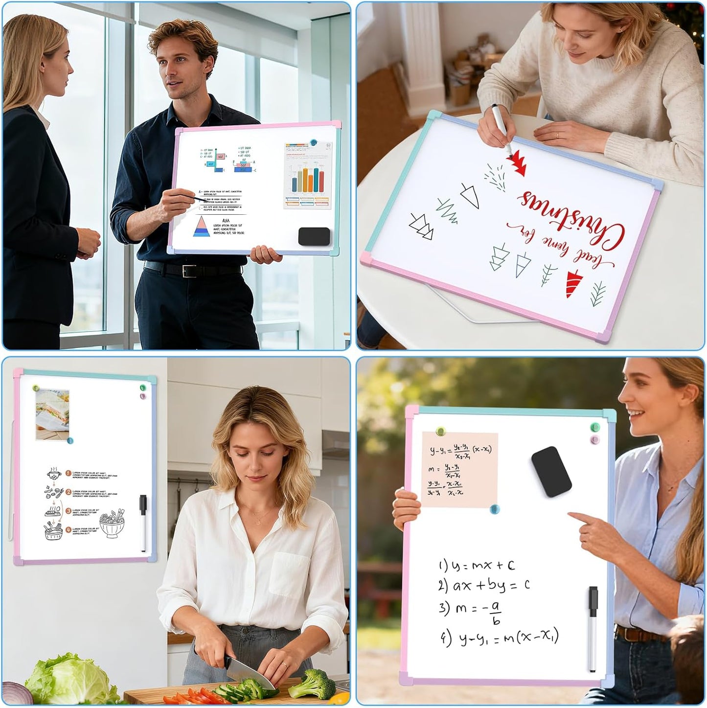 MaxGear Double-Sided Dry Erase Board for Wall, 16"x12" Hanging Whiteboard, Small Dry Erase White Board with 3 Markers and 4 Magnets, Portable Whiteboard for Planning, Drawing, Memo, to Do List