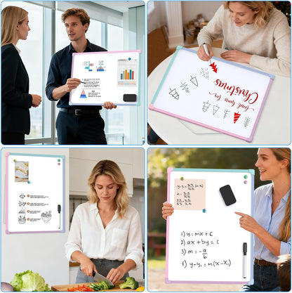MaxGear Double-Sided Dry Erase Board for Wall, 16"x12" Hanging Whiteboard, Small Dry Erase White Board with 3 Markers and 4 Magnets, Portable Whiteboard for Planning, Drawing, Memo, to Do List