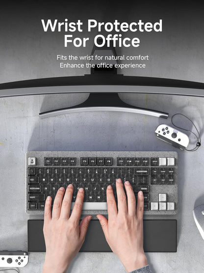 Hagibis Keyboard Wrist Rest Pad Support with Desktop Partition Storage Case, Ergonomic Soft Memory Foam, Anti-Slip Rubber Base for Computer Keyboard, Laptop, Office, Home (Black)