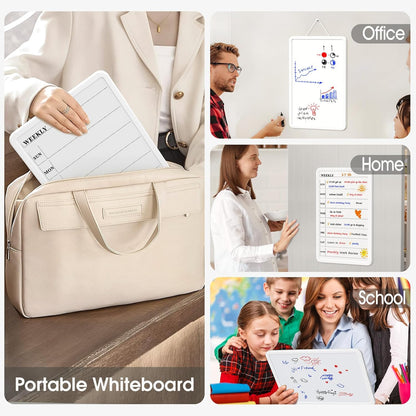 MaxGear Weekly Dry Erase Calendar Board for Wall, 11 x 17 Inch Double-Sided Magnetic Whiteboard, Weekly Planner on One Side and Blank Whiteboard on the Other, Includes 3 Color Markers and Magnets