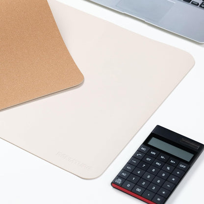 RENMTURE Desk Pad, Cork & PU Leather Desk Mat, Large Mouse pad, Non-Slip Desk Protector and Blotter, Waterproof Writing Pad, Desk Accessories and Organizers for Home Office (Light Yellow, 32"x16")