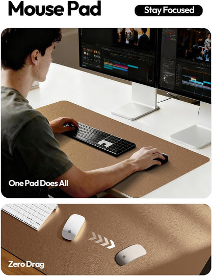 YSAGi Leather Office Desk Pad Protector, Large Mouse Pad, Non-Slip, PU Leather, Laptop Desk Blotter, Waterproof Writing Pad for Office and Home, Black, 23.6" x 13.8" - Colors B