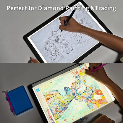 Phylosal Rechargeable A3 LED Light Pad for Diamond Painting, Ultra-Thin Magnetic Tracing Light Box for Drawing, Diamond Art Light Board with Side Button, Super Bright Light Table for Sketching (White)