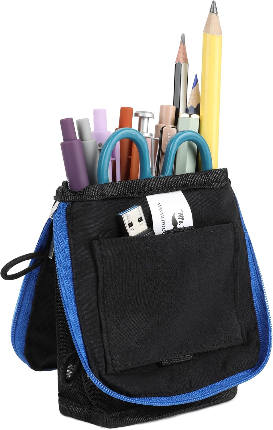 Mr. Pen- Standing Pencil Case Pouch, Sit & Lay Mesh-View Design, Black & Gray, Interior Pocket & 2 Elastic Binder Loops, Cute Pencil Case for Girls and Boys