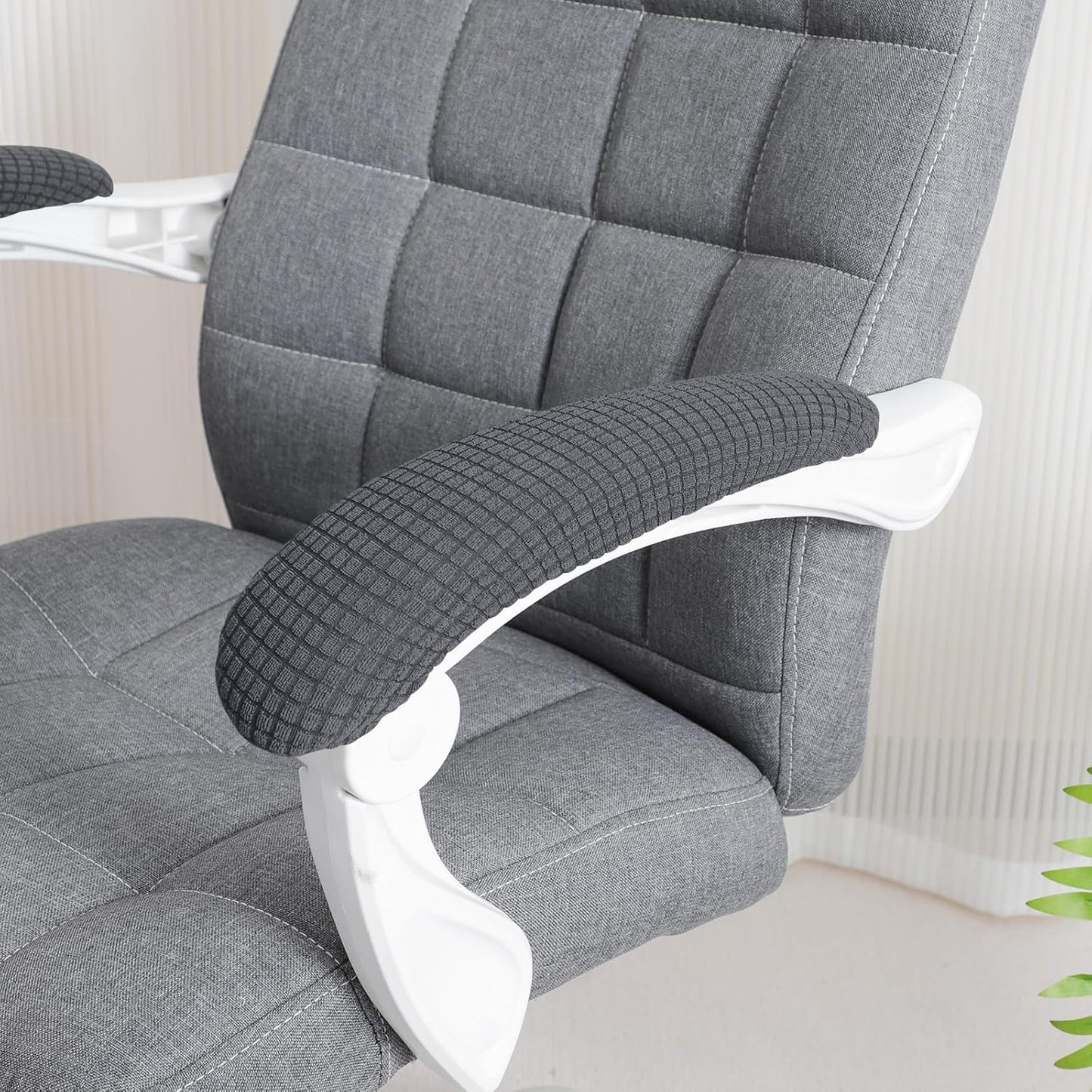 FORCHEER Office Chair Armrest Covers 12-15 Inch Velvet Elastic Black Arm Rest Covers for Desk Computer Chairs Washable