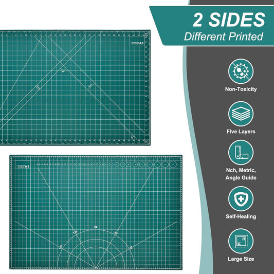 Prime Vinyl Cutting Mat, 23" x 35" Large Self Healing Sewing Mat, 5-Ply Heavy Cut Board, Rotary Cutting Mat for Crafts, Sewing Supplies and Quilting Tools.