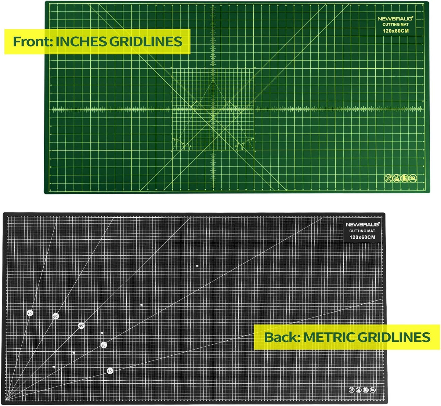 NEWBRAUG 18'' × 24'' Perfect Self Healing Cutting Mat, Non-Slip Gridded Rotary Cutting Board, Necessary for Quilting, Sewing, Craft, Fabric & Scrapbooking(Green/Black)…