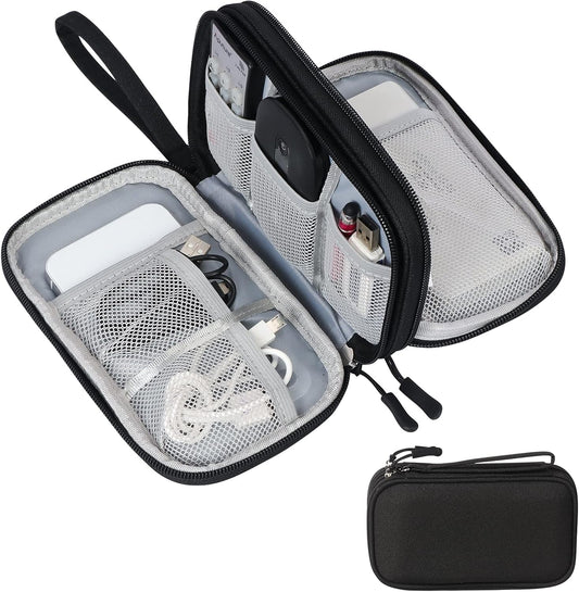 Skycase Electronic Organizer Travel Case - Waterproof Travel Cord Pouches for Organization, Cable Organizer, All-in-One Double Layers Storage Bag for Accessories, Charger, Cable, Pink - Medium