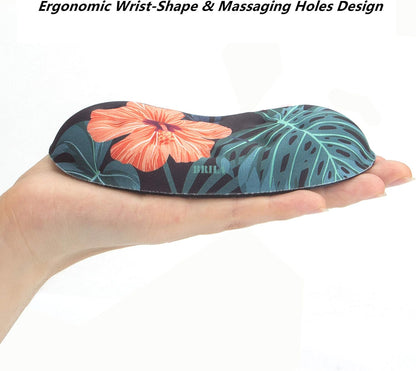 BRILA Ergonomic Memory Foam Mouse Wrist Rest Support Pad Cushion for Computer, Laptop, Office Work, PC Gaming - Massage Holes Design - Wrist Pain Relief (Black Mouse Wrist Rest)