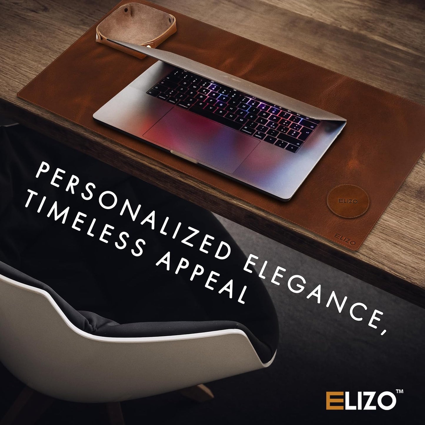 ELIZO Leather Desk Pad Real Leather Desk Mat Thick (3mm) Double Layer (31x15.6) Cover Blotter Desk Protector Large Computer Mat for Keyboard Mouse Pad Table Laptop Mat Office Accessories - Antique