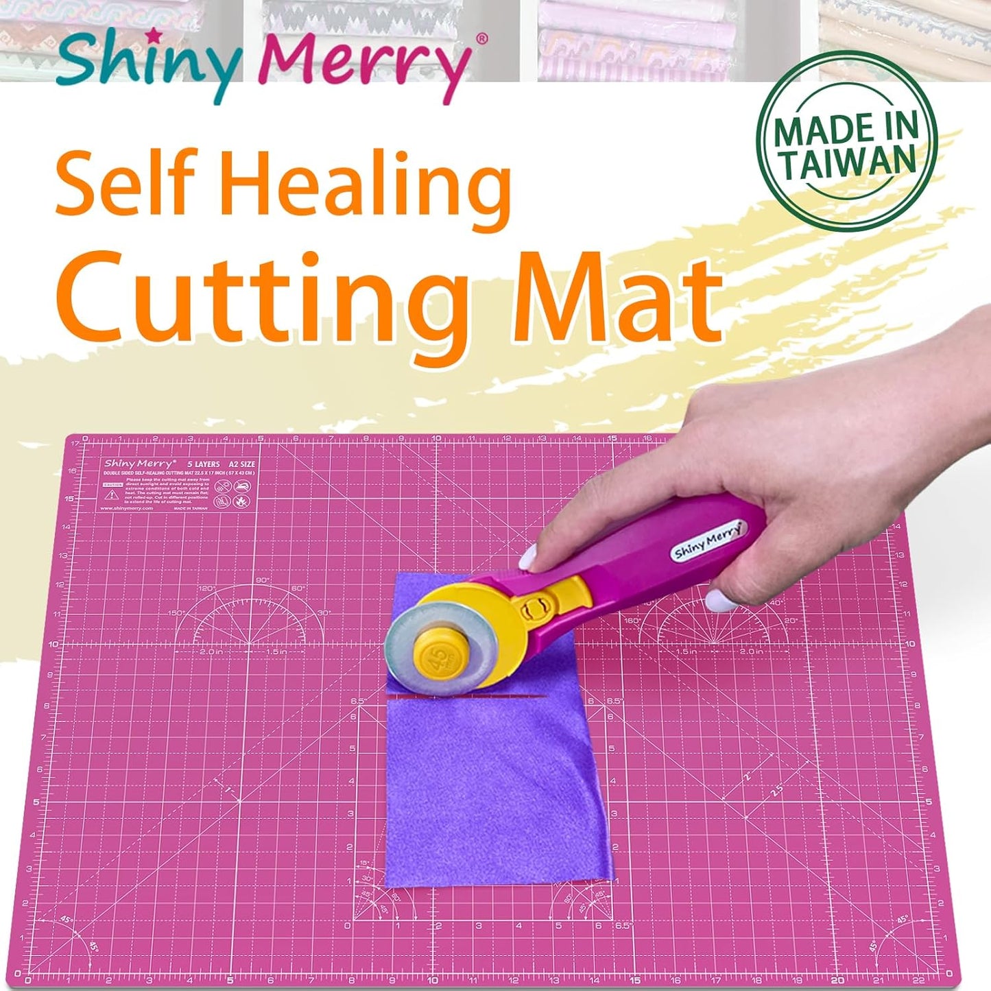 Self Healing Cutting Mat A3 12"x18" – Double Sided 5-Ply Craft Mat for Sewing, Quilting, Fabric, Scrapbooking – Pink/Purple