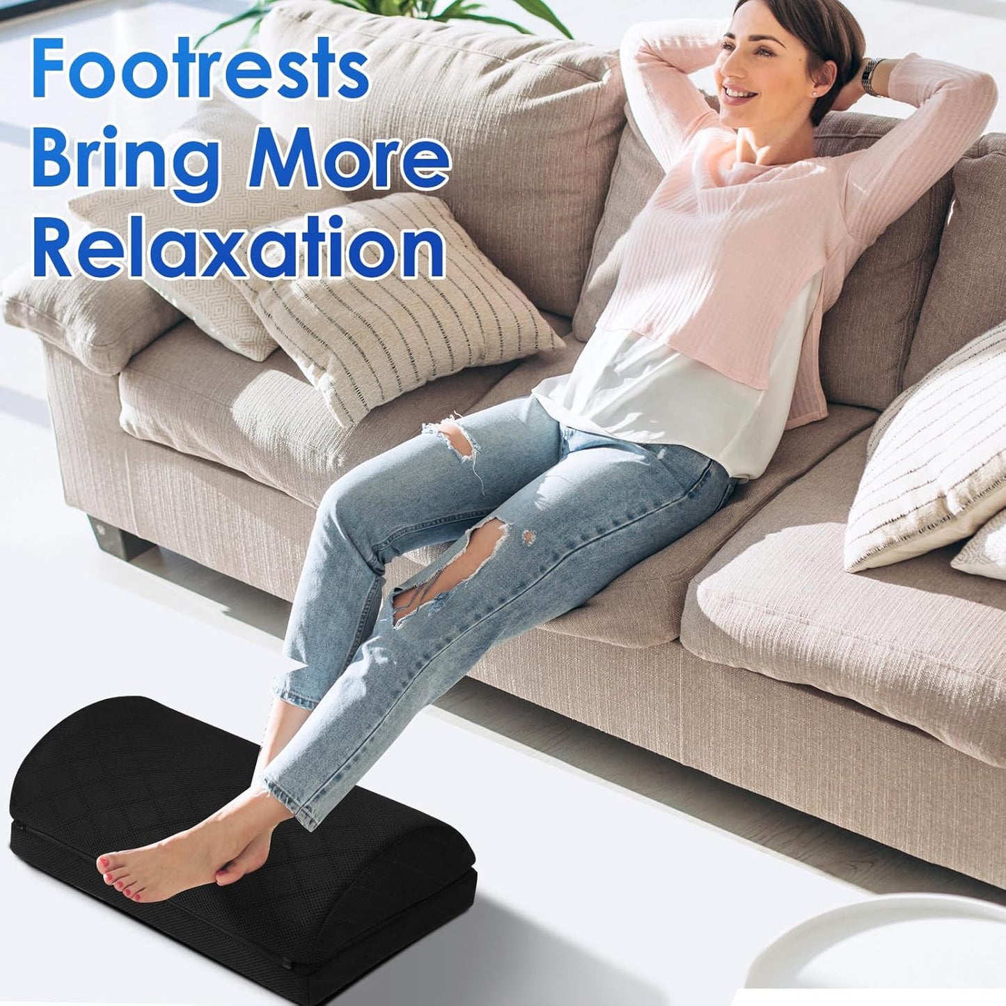 CushZone Foot Rest,Desk & Gaming Accessories,Foot Rest for Under Desk at Work,Comfortable Footrest with 2 Adjustable Heights & Removable Cover, Office Desk Accessories（Gray）