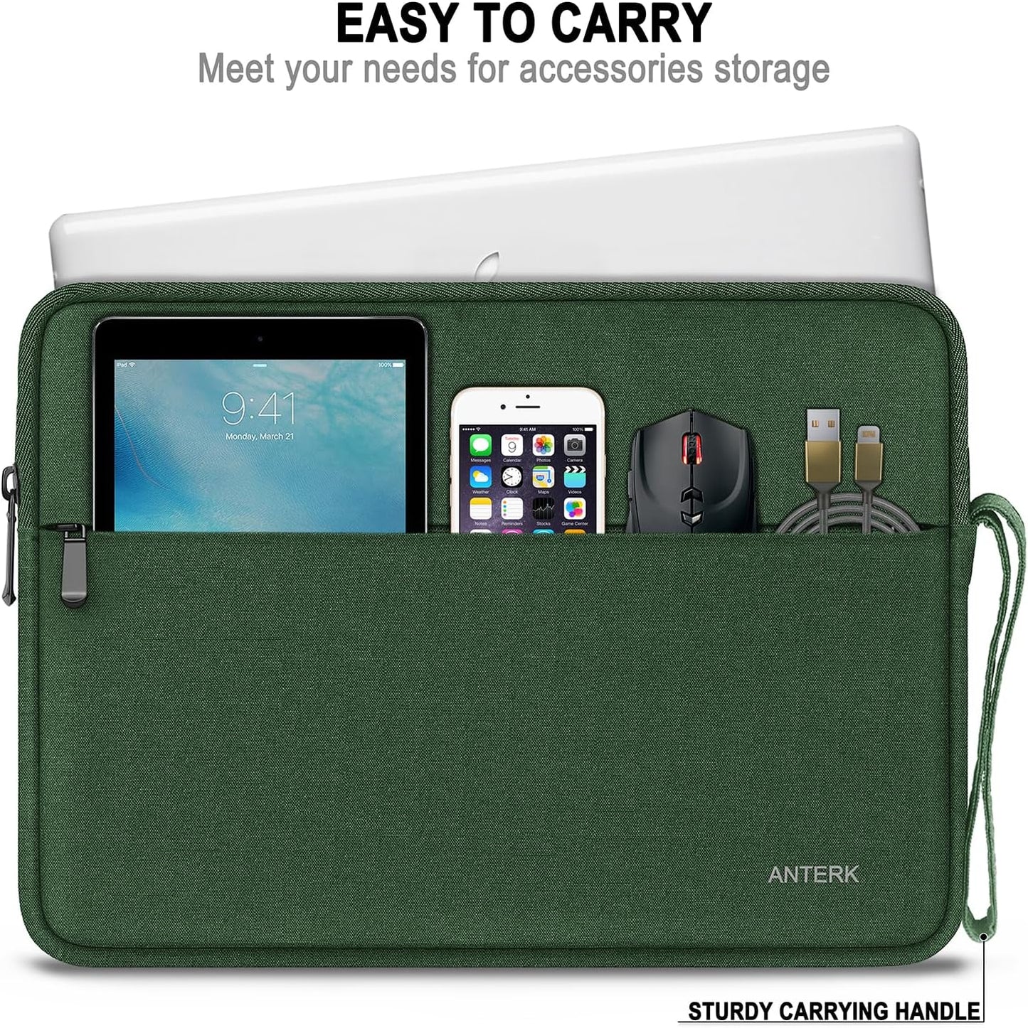 Laptop Sleeve 14 Inch, Water Resistant Traveling Computer Cover with Handle, Shockproof Protective Carrying Laptop Case Compatible for 14 Inch MacBook Air/Pro, HP, Dell, Asus, Lenovo, Black