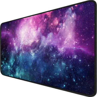 Large Extended Gaming Mouse Pad with Stitched Edges, (31.5X15.7In) Durable Non-Slip Natural Rubber Base, Waterproof Computer Keyboard Pad Mat for Esports Pros/Gamer/Desktop/Office/Home-Black