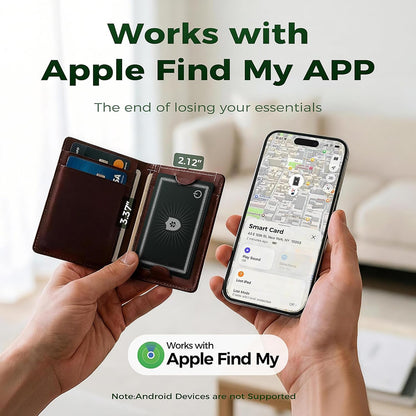 Wallet Tracker Card for Apple Find My (iOS Only, Apple MFi Certified) -Ultra Slim Rechargeable Bluetooth GPS Tracker,5-10 Years Staying Power,Item Locator for Wallet,Key Finder,Bags,Luggage(1-Pack)