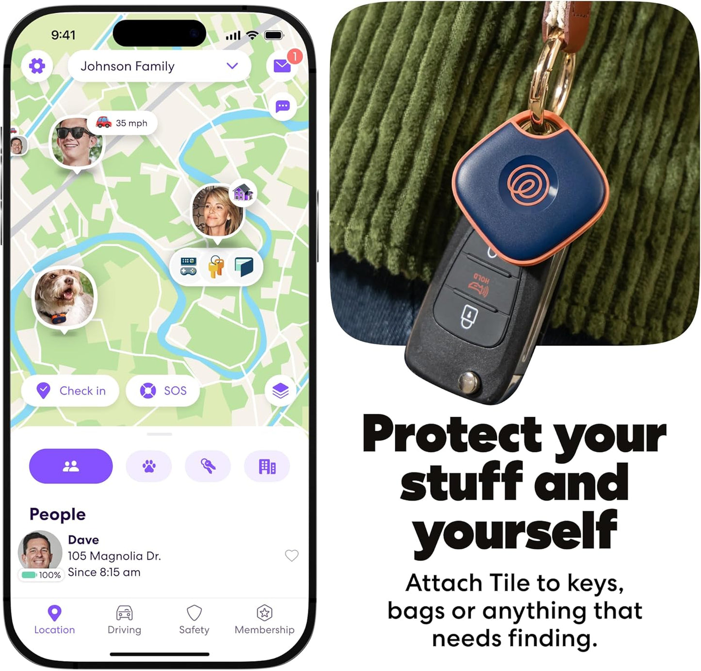 Life360 Tile - Bluetooth Tracker, Keys Finder and Item Locator for Keys, Bags and More. Phone Finder. Both iOS and Android Compatible. 2-Pack (Black/White)