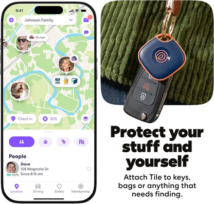 Life360 Tile - Bluetooth Tracker, Keys Finder and Item Locator for Keys, Bags and More. Phone Finder. Both iOS and Android Compatible. 2-Pack (Black/White)
