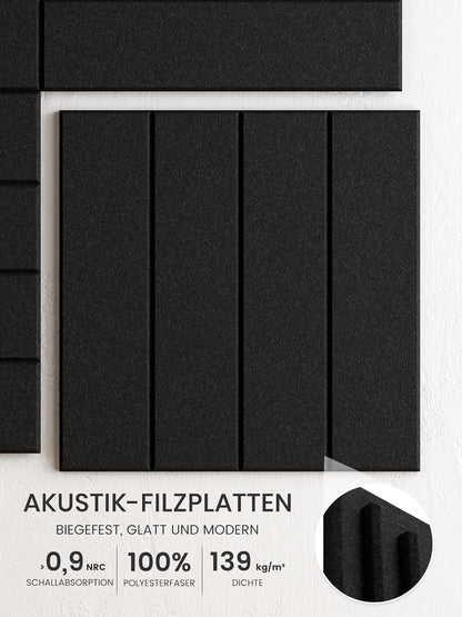 Bumusty Large Cork Board Alternative-48 x 36" Felt Bulletin Board Tiles, with 30 Pushpins, 70 Adhesive Tabs, Bold-Stripe 12-Pack, Cork Boards for Office Push Pin Board Felt Board-Carbon Blue