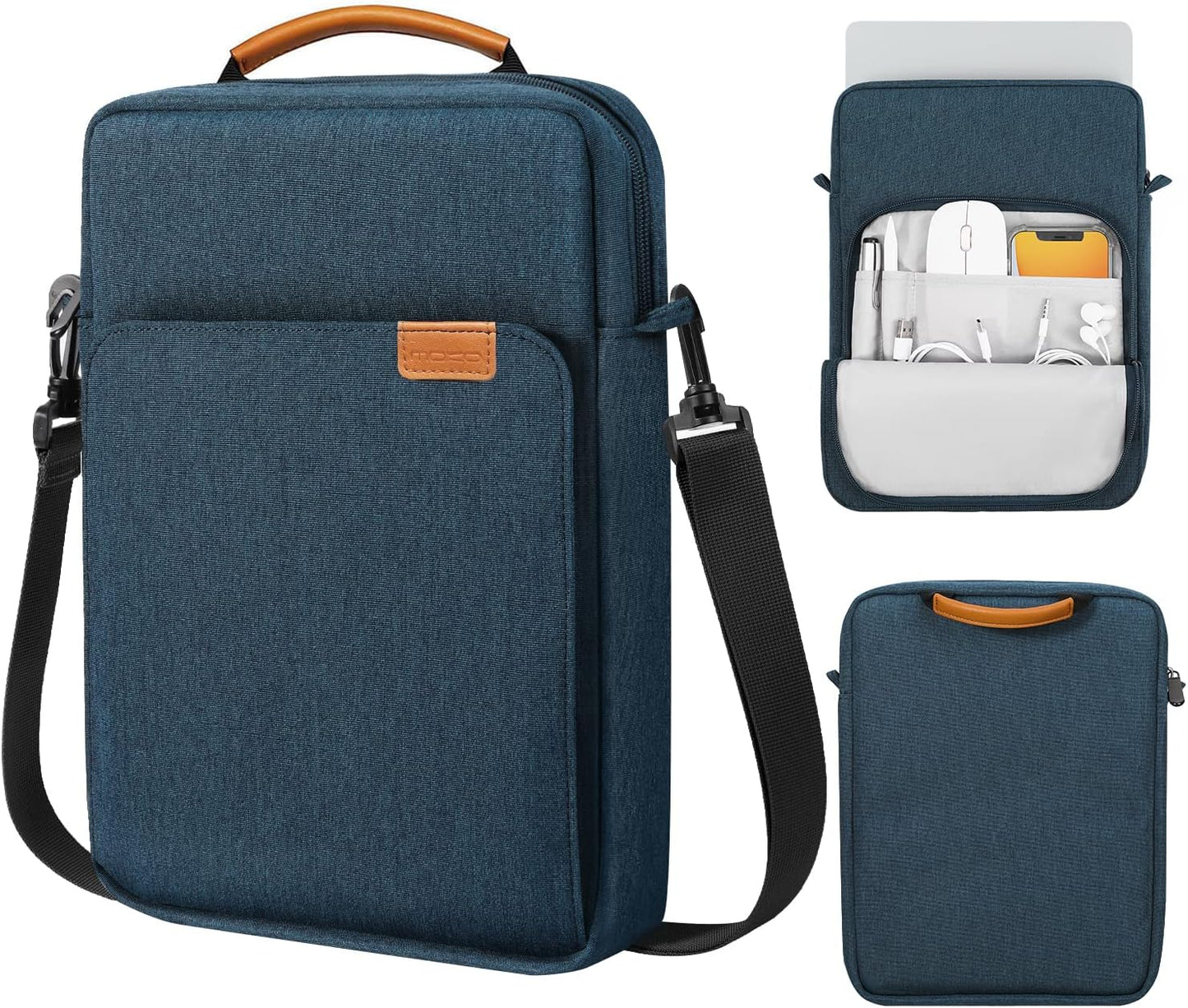 MoKo 13 Inch Tablet Sleeve Bag, Fits with 13 Inch New iPad Pro M5 & Air M4/M3, iPad Pro 12.9 M2&M1,Surface Laptop Go 12.4,Galaxy Tab S8+/S9+ 12.4,Handle Carrying Case with Shoulder Strap,Black &Gray