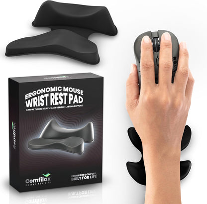 GlideX r2.0 Ergonomic Mouse Wrist Rest – Compact Sliding Wrist Pad with Low Profile Design for Desk Laptop Travel, Fits Small to Medium Hands (Black)