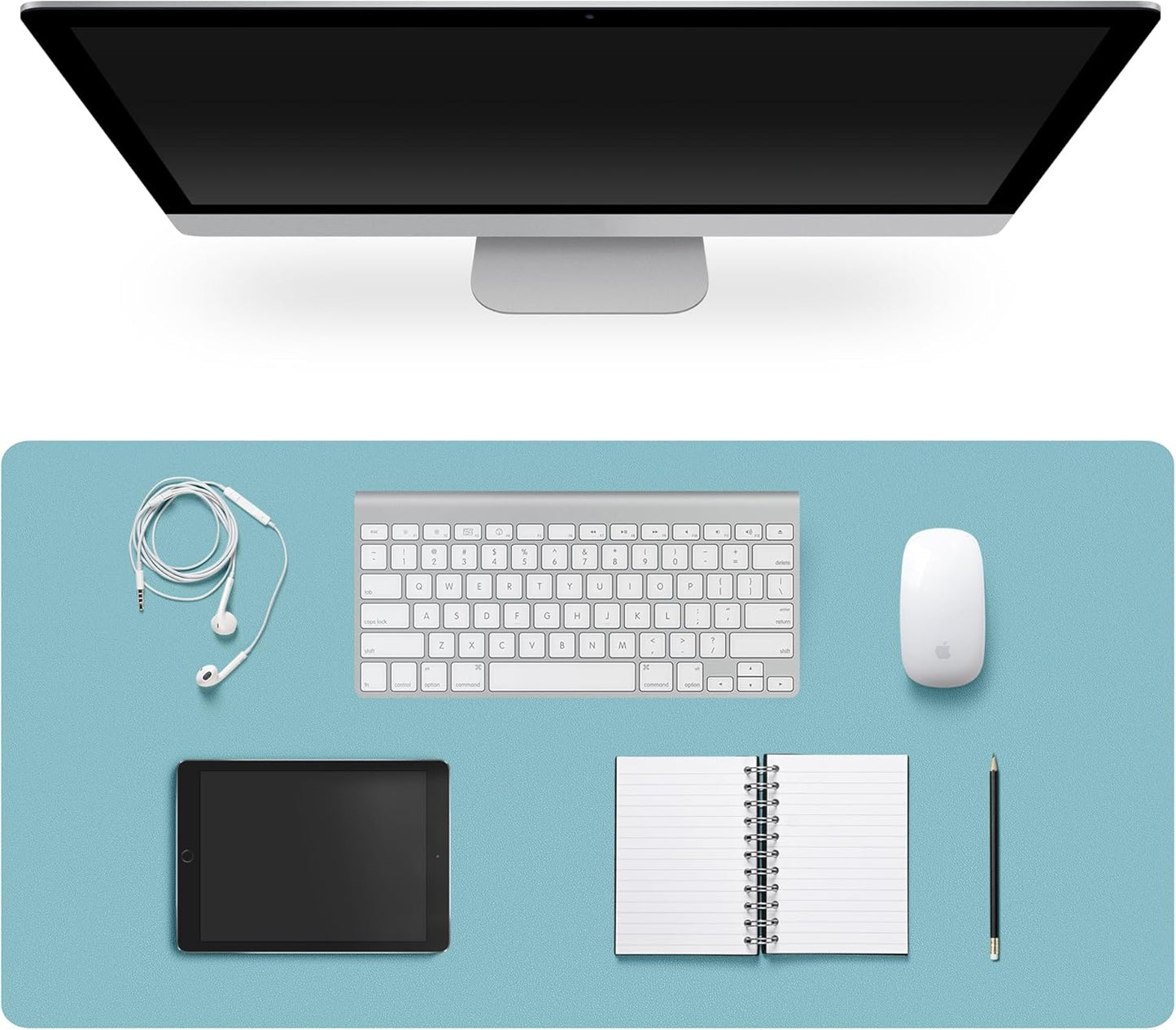 Leather Desk Pad Protector,Non-Slip Desk Pad,on-Slip PU Leather Large Mouse Pad,Easy Clean Desk Protecor Mat,Writing Pad for Office Work/Home/Decor(Black, 23.6" x 13.7")