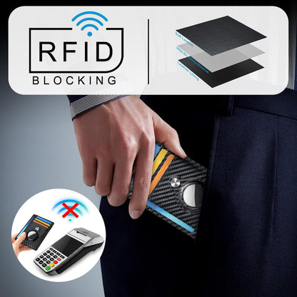 Slim Minimalist Front Pocket Air Tag Wallet, RFID Blocking Card Holder Wallet with Airtag Holder
