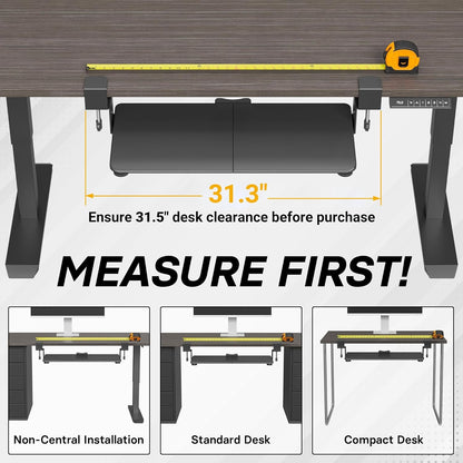 BONTEC KMT01 Under Desk Keyboard Tray, Pull-Out Keyboard & Mouse Platform with C-Clamp, 25.6 x 11.8 in Space-Saving Ergonomic Slide-Out Drawer, White