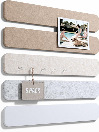 Fluxynara Cork Board Alternative Felt Strip Board 8-Pack 13"x2", Office Pin Board with 50 Push Pins, Adhesive Install for Bedroom Door & Home Office(Linen Dusk)