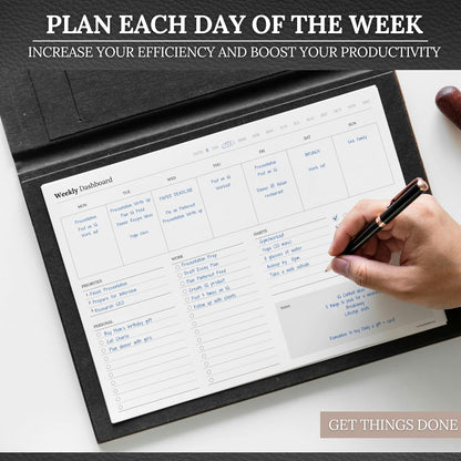 Weekly Dashboard To-Do List Notepad – Undated Weekly Planner with Habit Tracker & Notes – Minimalist A4 Layout for Productivity, Organization & Time Management (Mono)