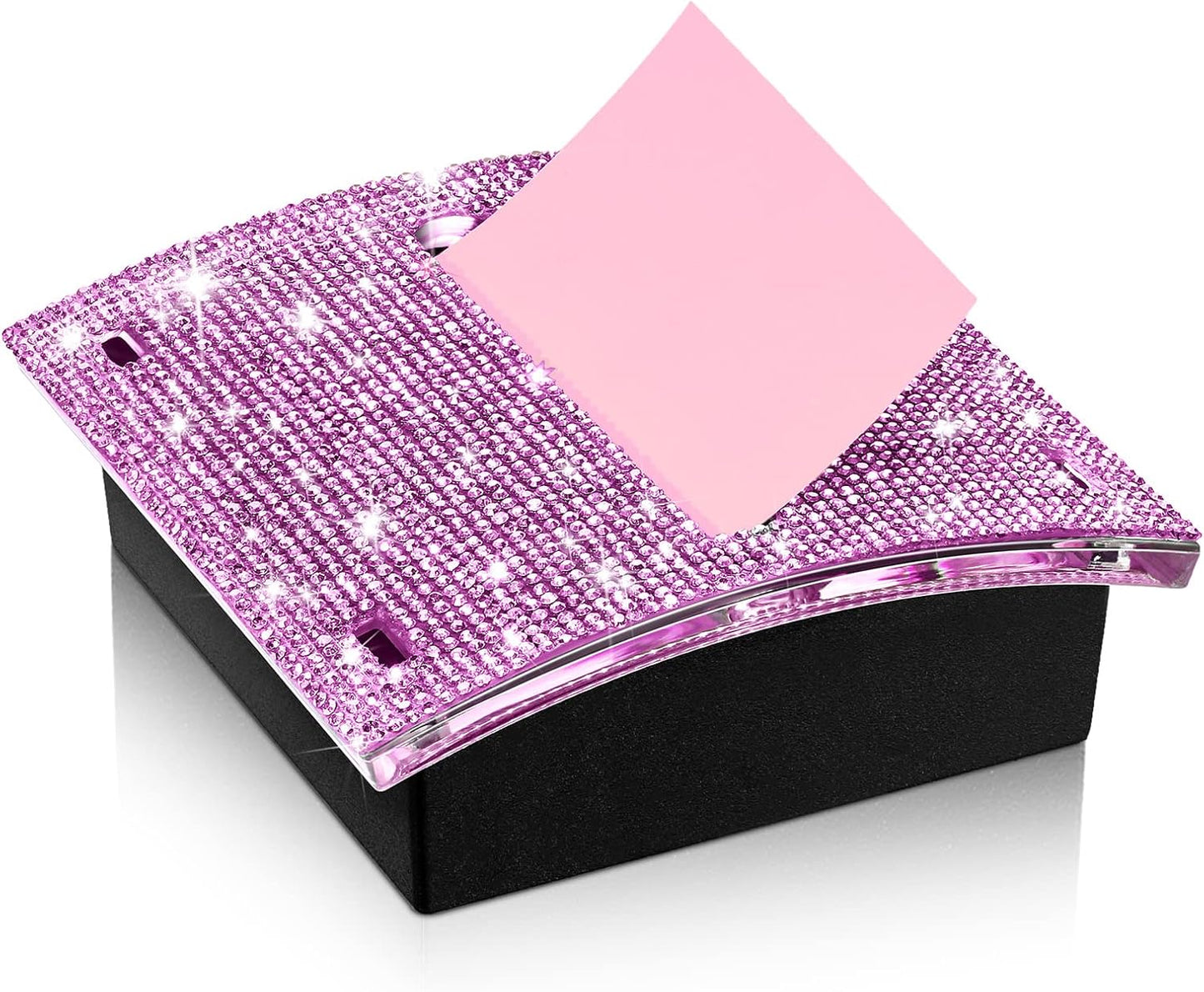 Eersida Rhinestone Self Stick Note Pad Holders 4 x 4 Inches Pink Cute Note Holder Sticky Dispenser Bling Memo Stick Dispenser for Office Employee Coworkers Gifts Home Desk Supplies