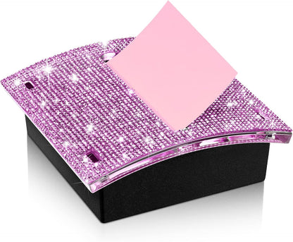 Eersida Rhinestone Self Stick Note Pad Holders 4 x 4 Inches Pink Cute Note Holder Sticky Dispenser Bling Memo Stick Dispenser for Office Employee Coworkers Gifts Home Desk Supplies
