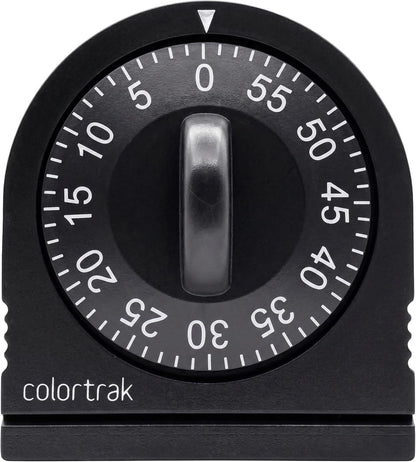 Colortrak 60 Minute Wind Up Timer, Salon Hair Color Processing Timer, Mechanical Visual Countdown for Chemical Services, Tanning, Kitchen, and Kids Activities, No Batteries Required, Black